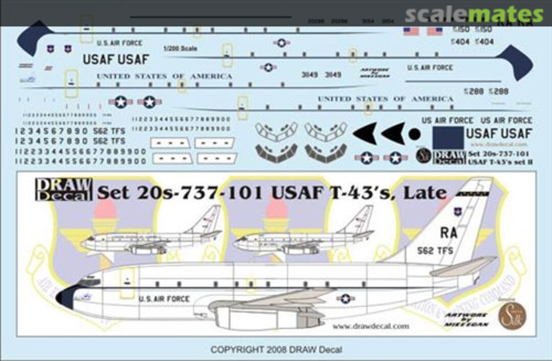 Boxart USAF T-43A's, Set II 20-737-101 Draw Decal