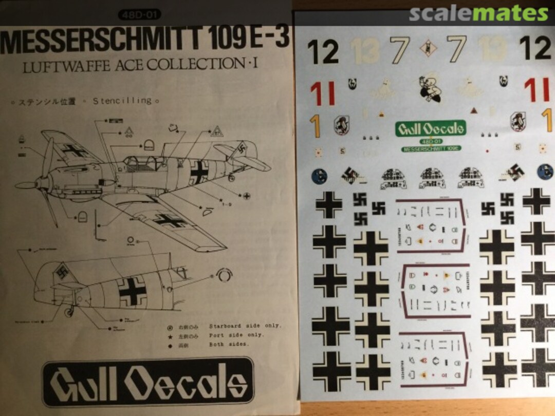 Boxart Messerschmitt Bf 109E 48D-01 Gull Decals