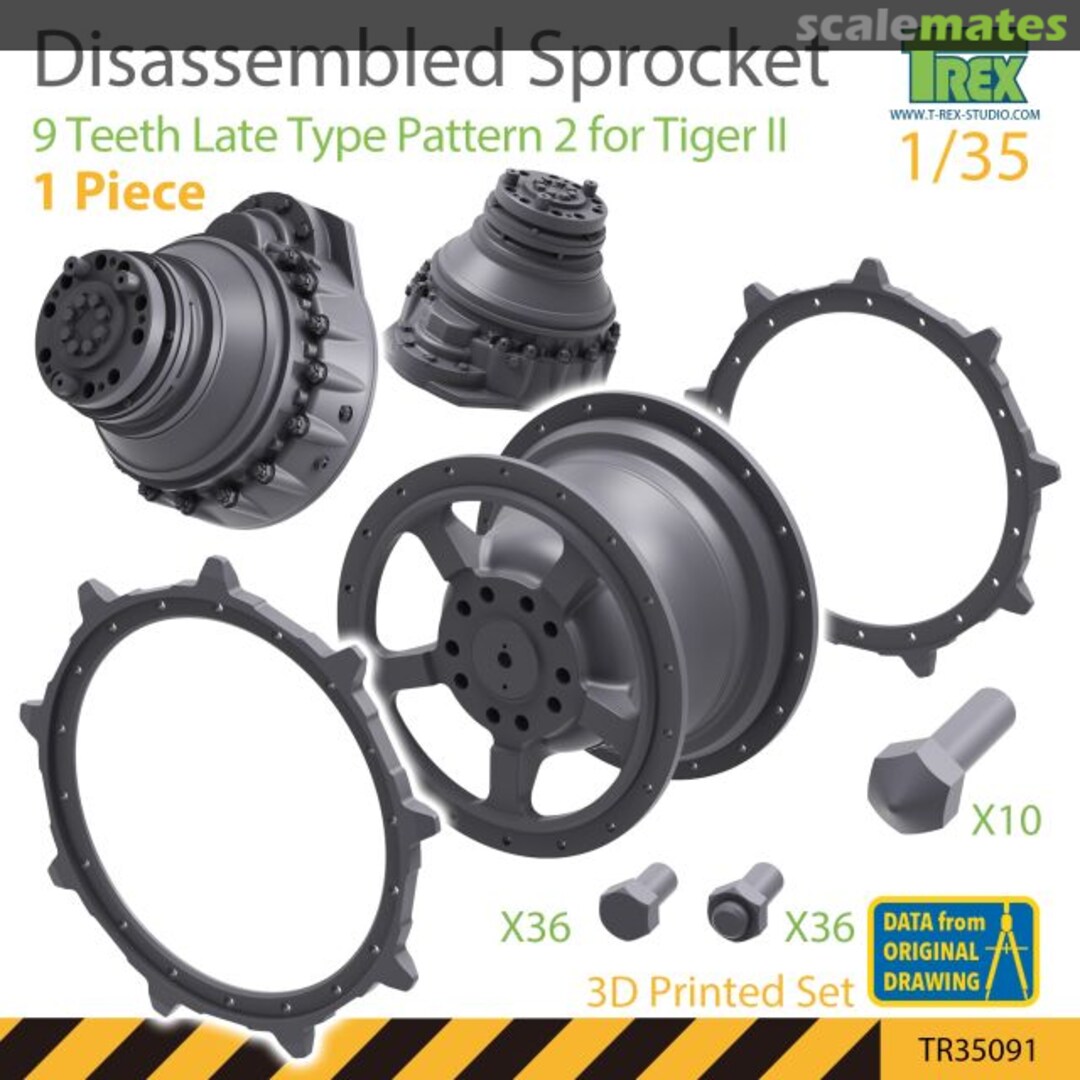 Boxart Disassembled KingTiger Sprocket 9 Teeth Late Type Pattern 2 (1 piece) TR35091 T-Rex Studio