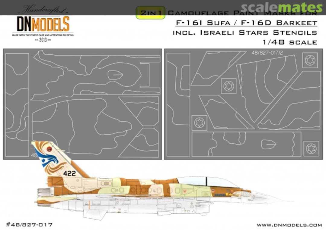 Boxart 2 in 1 Camo Paint Masks F-16I Sufa & F-16D Barkeet incl. IAF Stars 48/827-017 DN Models