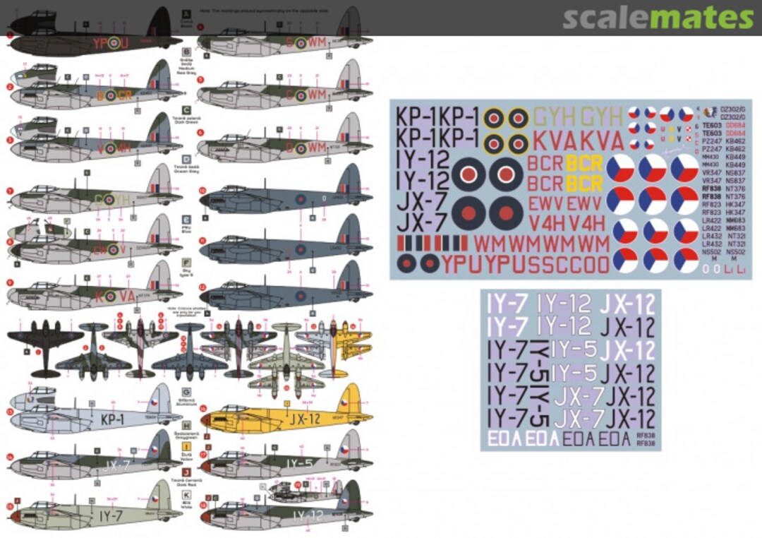 Contents DH.98/B-36 Mosquito 72013 DK Decals