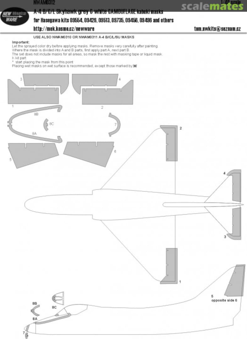 Boxart A-4 B/C/L/SU Skyhawk grey&white CAMOUFLAGE kabuki masks NWAM0312 New Ware