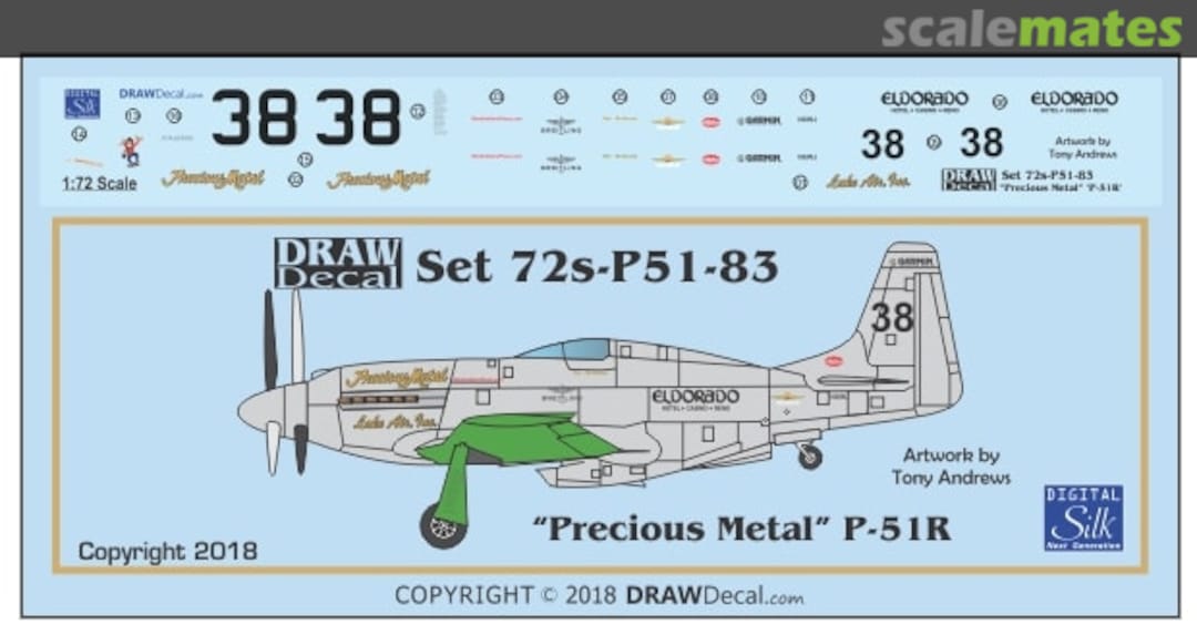 Boxart "Precious Metal" P-51R 72-P51-83 Draw Decal