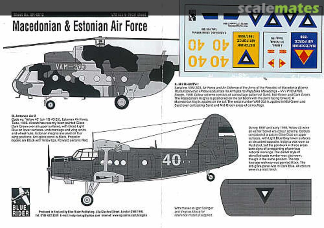 Boxart Macedonian Air Force 1998 & Estonian Air Force 1997/98 BR812 Blue Rider