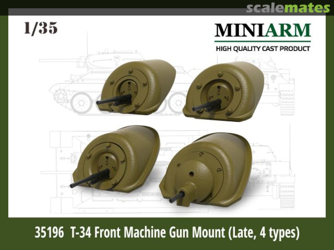 Boxart Т-34 Front Machine Gun Mount (4 type) set #2 B35196 Miniarm