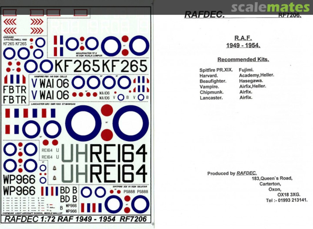 Boxart R.A.F. 1945 -1954 RF7206 RAFDec