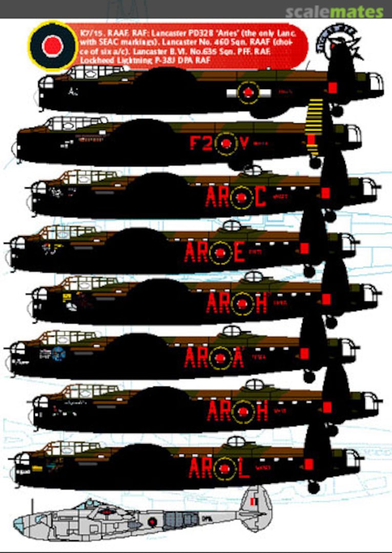 Boxart Lancaster, Lancastrian & Lightning RAF/RAAF K7/15 Kits at War