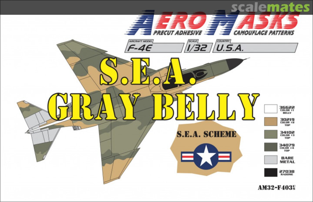 Boxart F-4E USA SEA Scheme SEA Gray Belly AM32-F403 AeroMasks