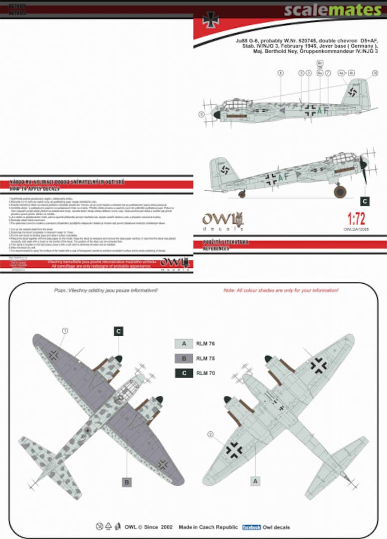 Boxart Ju 88G-6 D5+AF Maj. Berthold Ney OWLDA72005 OWL