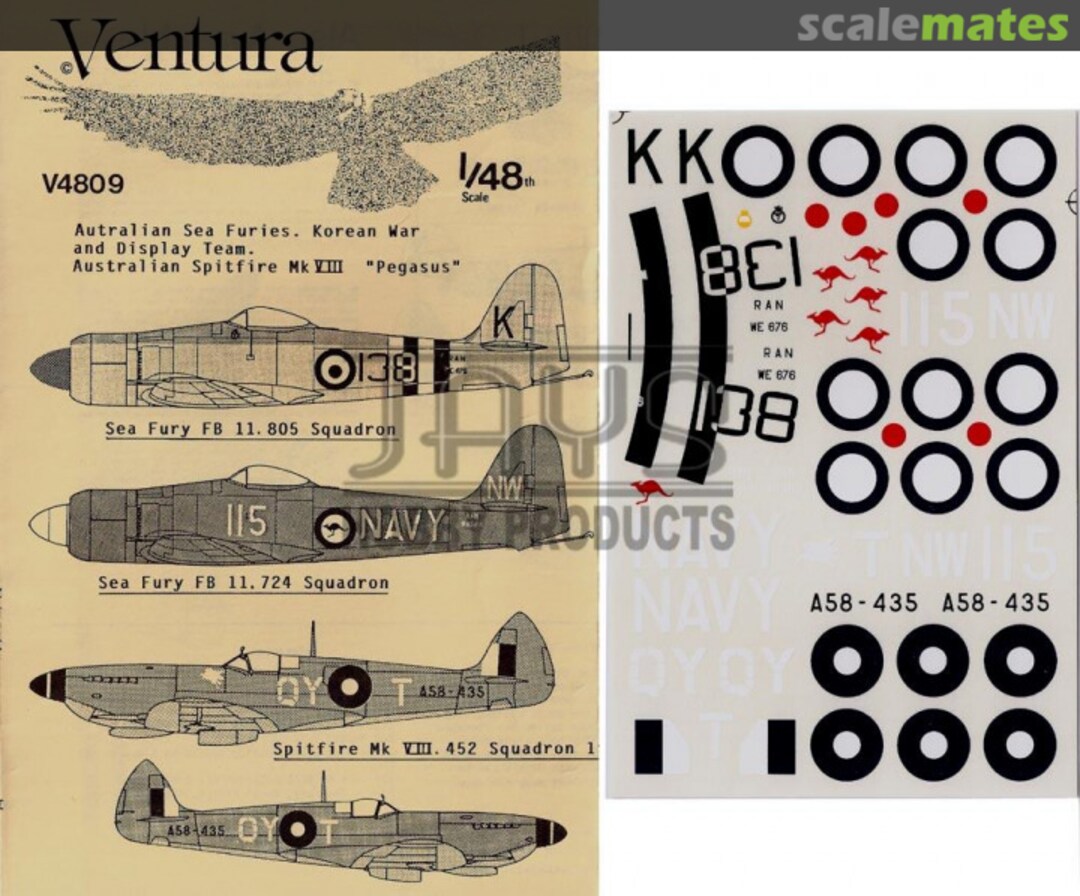 Boxart Australian Sea Furies, Korean War & Display Team. V4809 Ventura