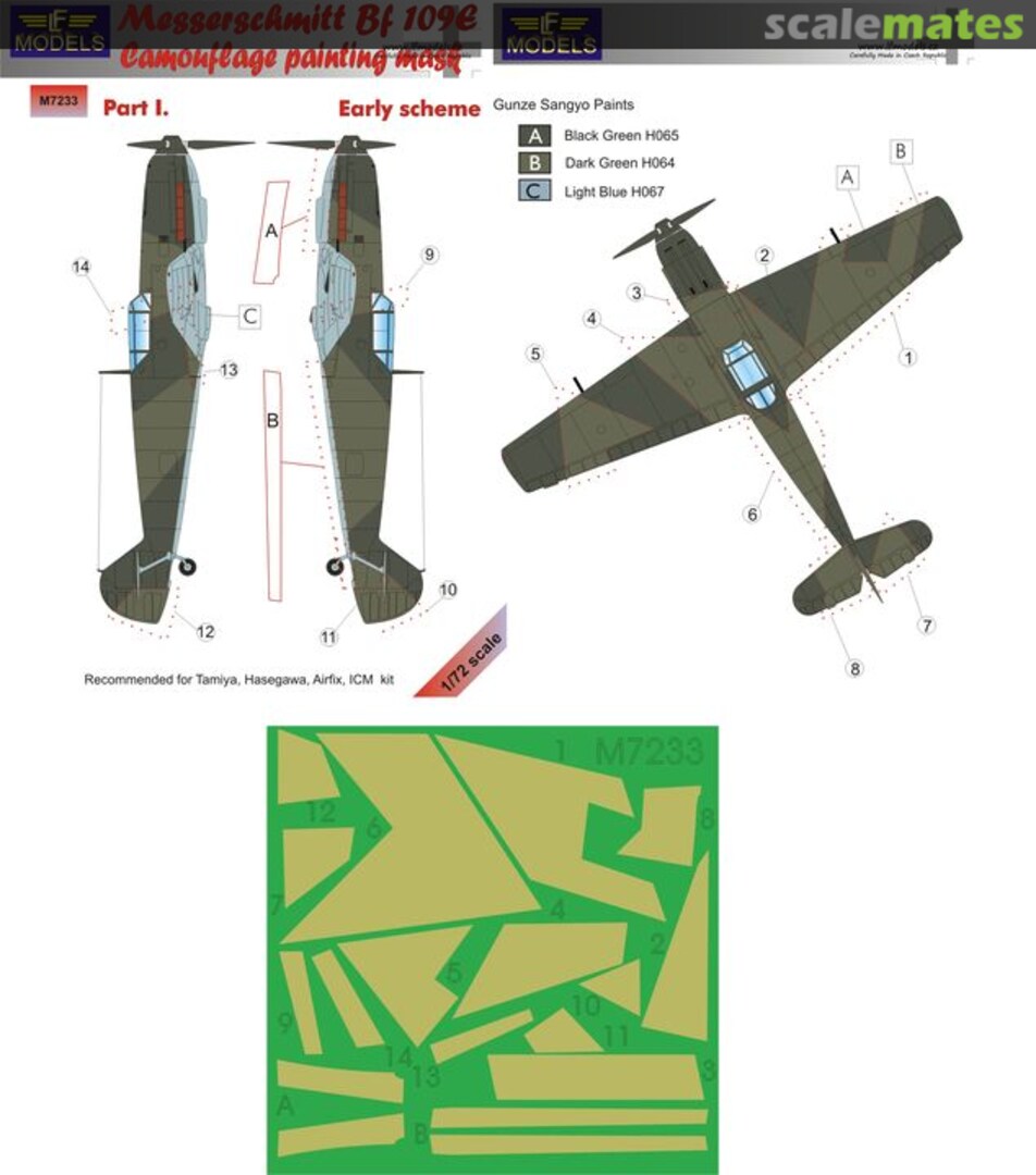 Boxart Messerschmitt Bf 109E - Early Pt.1 Camouflage Painting Mask M7233 LF Models