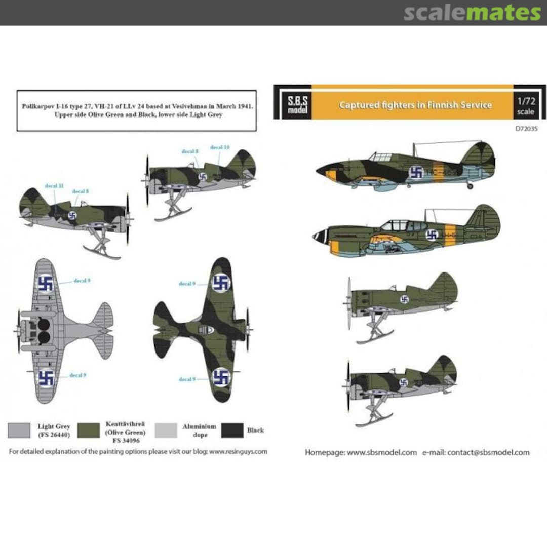 Boxart Captured Fighters in Finnish Service WW II D72035 SBS Model