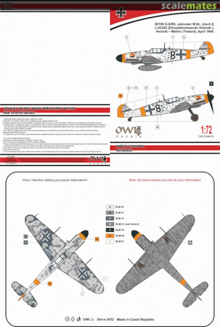 Boxart Bf 109G-6/R6 black 8 I./JG302 OWLDS72101 OWL