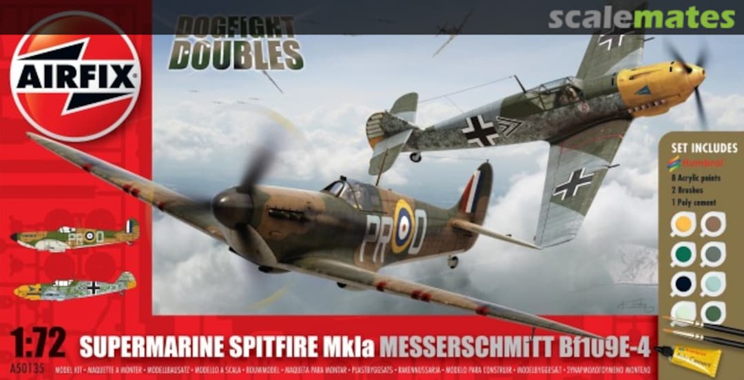 Boxart Supermarine Spitfire MkIA & Messerschmitt Bf109E-4 A50135 Airfix