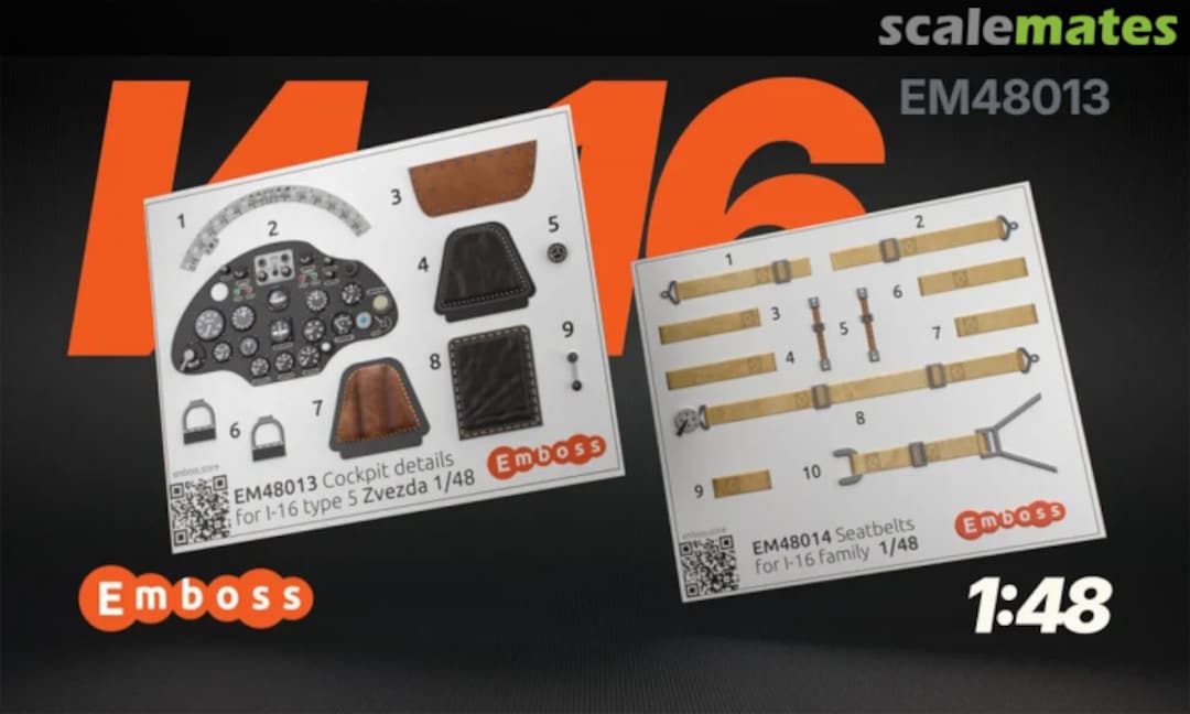 Boxart I-16 type 5 Interior 3D Decals EM48013 Emboss