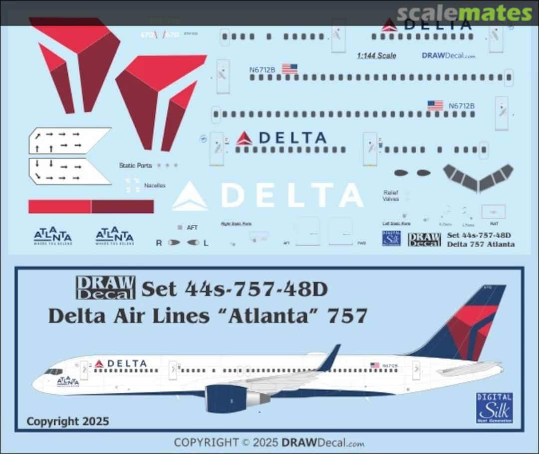 Boxart Delta Air Lines “Atlanta Where You Belong” 757-200 44-757-48D Draw Decal