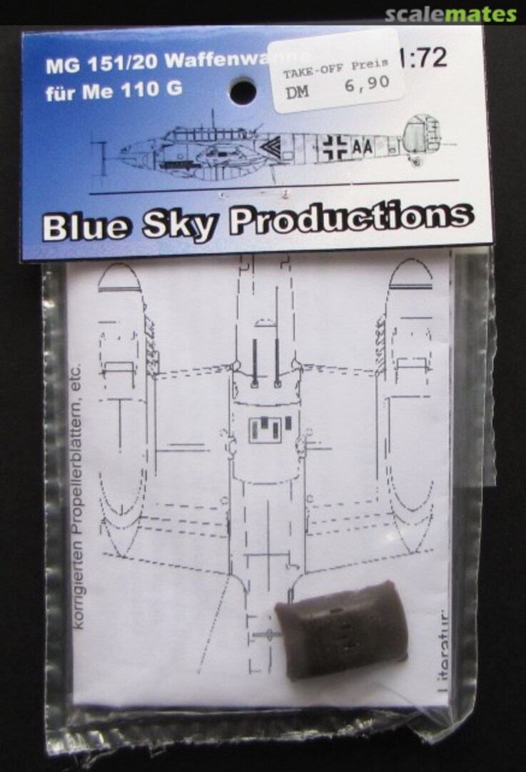 Boxart MG 151/20 Waffenwanne für Bf 110 G 72001 Blue Sky Productions