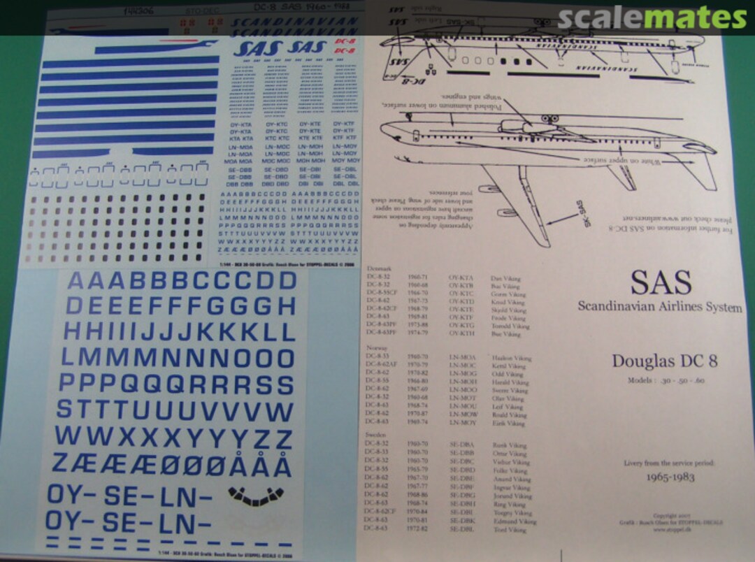 Boxart DC-8 SAS 144306 Stoppel Decals