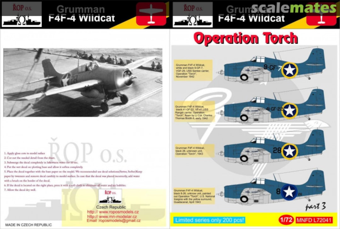 Boxart GRUMMAN F4F-4 WILDCAT - OPERATION TORCH MNFDL72041 ROP o.s.