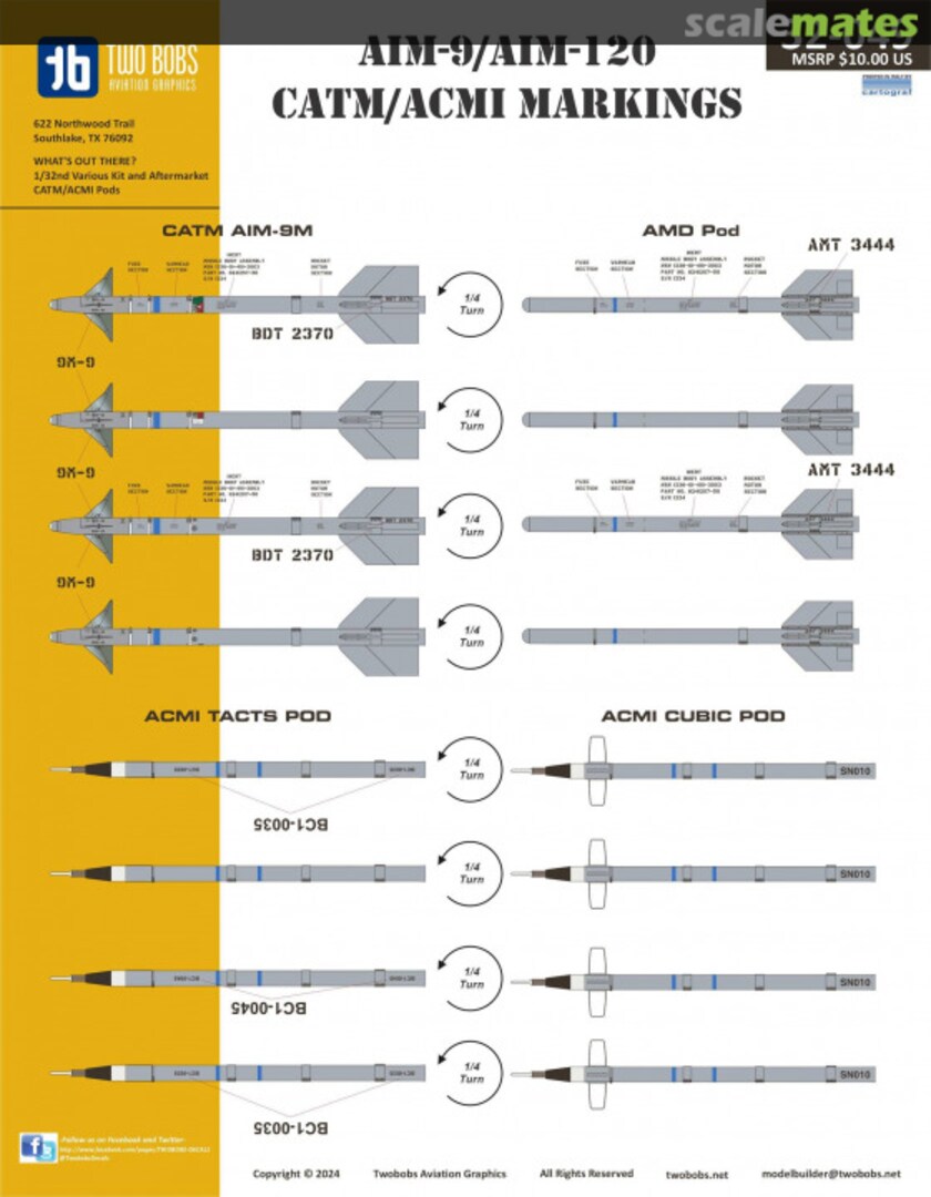 Boxart AIM-9/AIM-120 CATM/ACMI Markings 32-049-2024 TwoBobs Aviation Graphics