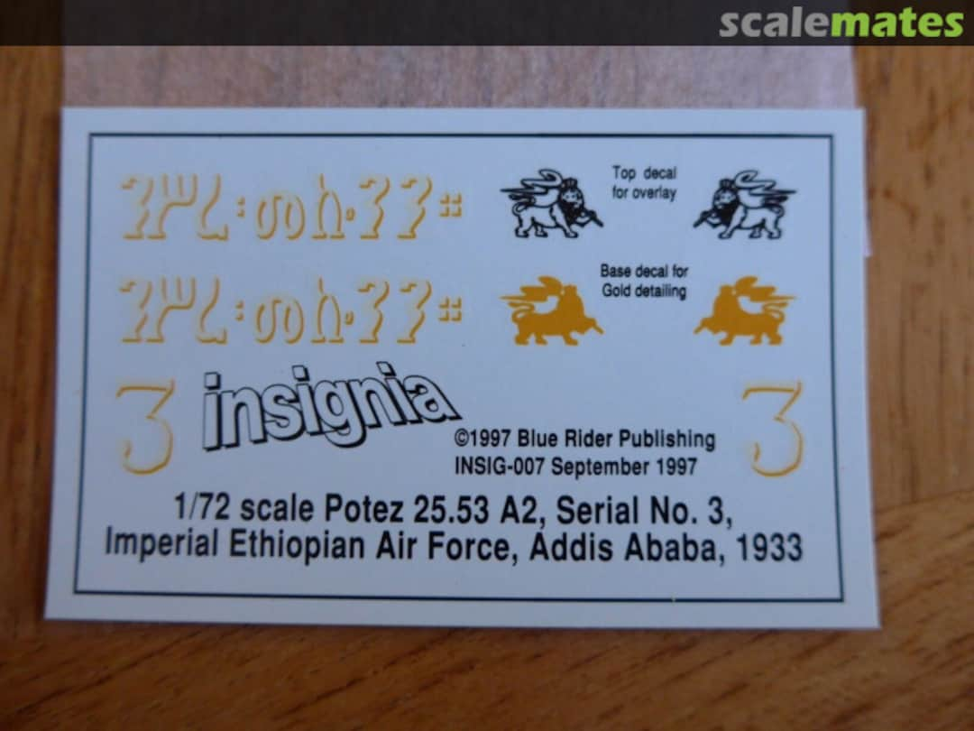 Boxart Potez 25.53 A2, Serial No 3 - Imperial Ethiopian Airforce INSIG-007 Blue Rider