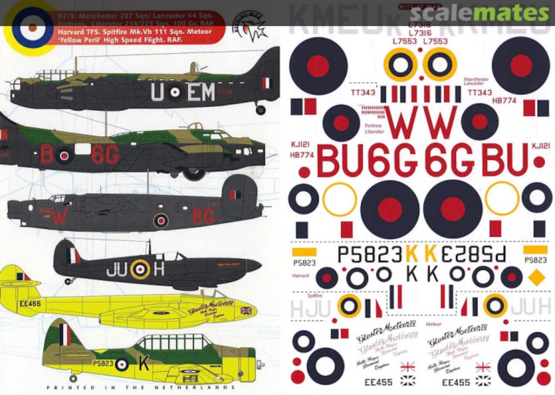 Boxart Manchester/Lancaster/Fortress/Liberator/Spitfire/Harvard/Meteor K7/3 Kits at War