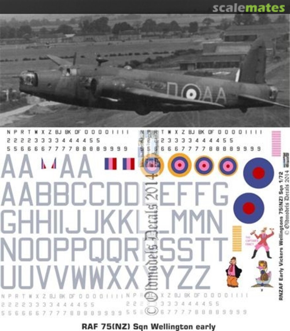 Boxart RAF 75(NZ) Sqn Vickers Wellington early schemes OMD0617 Oldmodels Decals