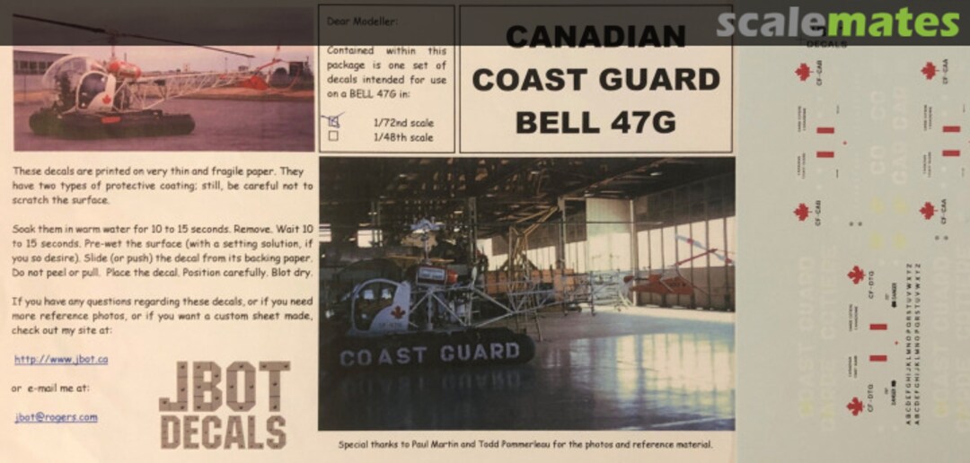 Boxart Canadian Coast Guard Bell 47G Bell 47G JBOT Decals