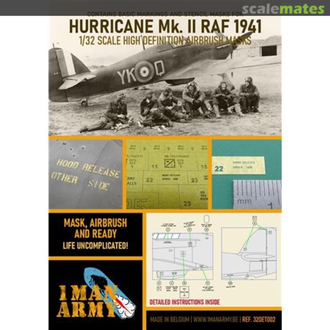 Boxart 1/32 MASK for Hurricane Mk. II RAF 1941 32DET002 1ManArmy