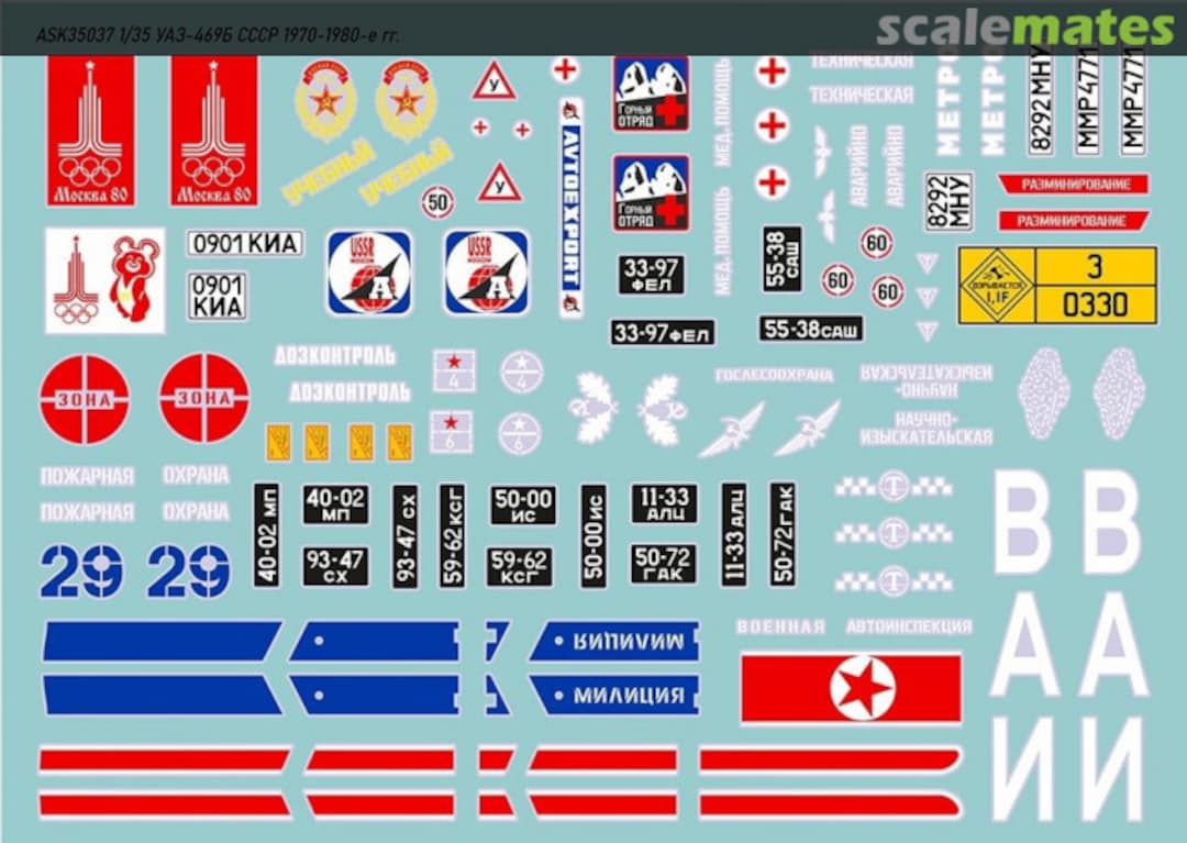 Contents UAZ-469B: USSR period 1970-1980 35037 All Scale Kits