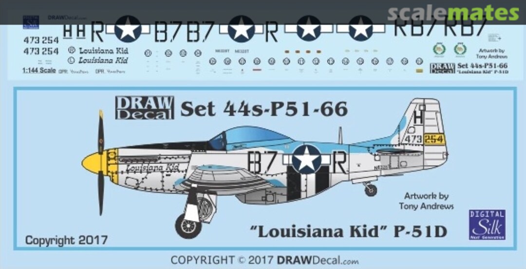 Boxart “Louisiana Kid” P-51D 44-P51-66 Draw Decal