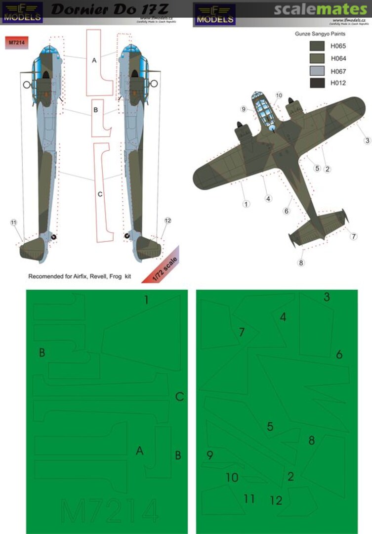 Boxart Dornier Do 17Z (Camouflage Painting Masks) M7214 LF Models