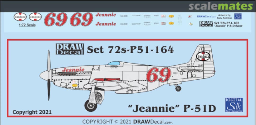 Boxart "Jeannie" P-51D Racer 72-P51-165 Draw Decal