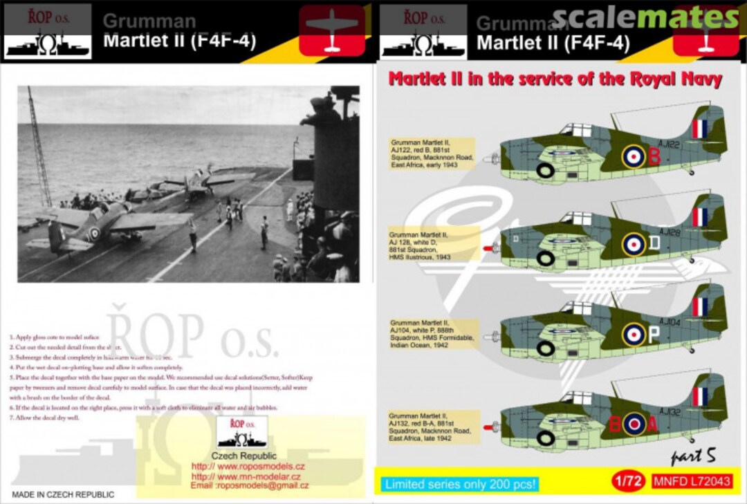 Boxart GRUMMAN MARLET II (F4F-4) - MARLET II IN THE SERVICE OF THE ROYAL NAVY MNFD L72043 ROP o.s.