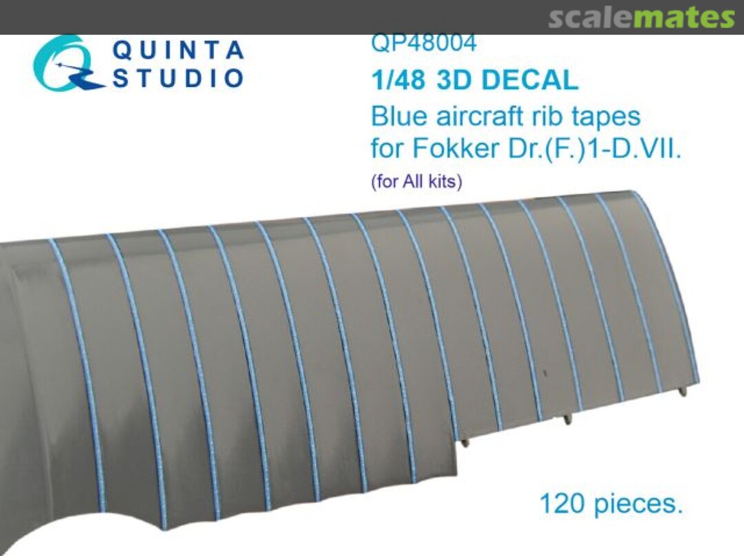 Boxart Blue rib tapes for Fokker Dr.(F)I-D.VII 3D decals QP48004 Quinta Studio