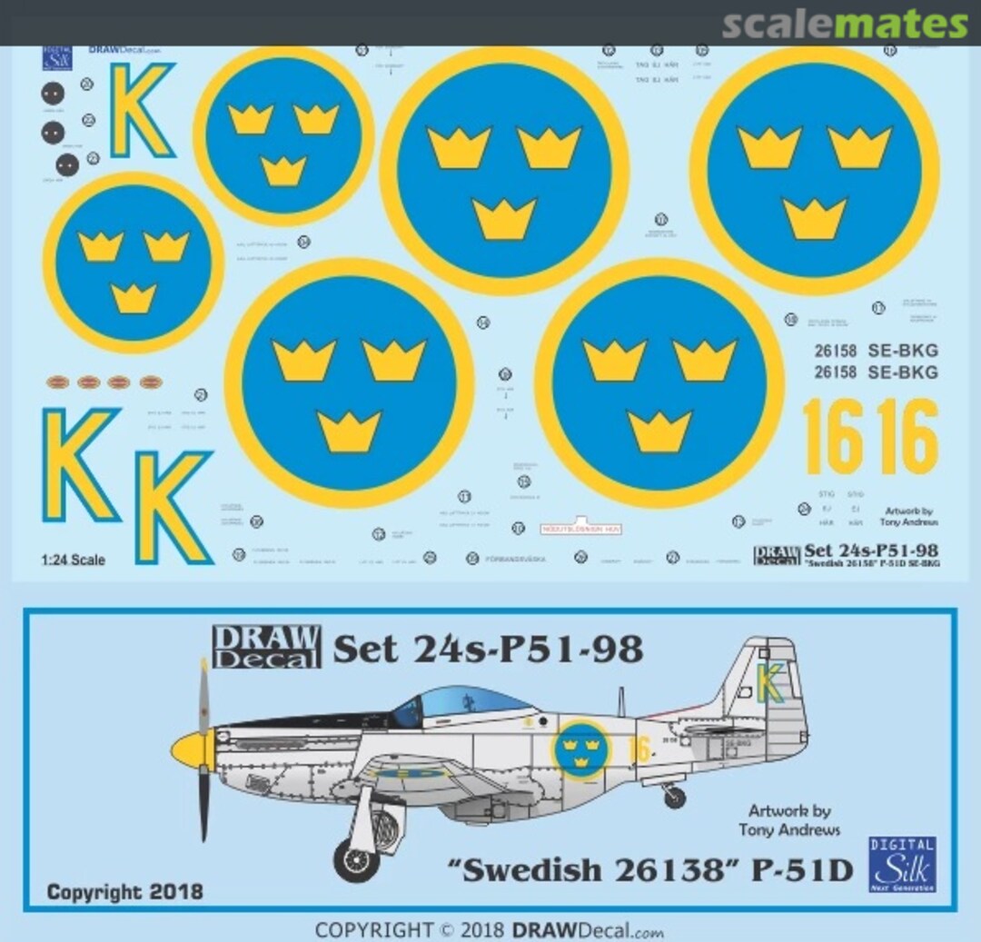 Boxart “Swedish 26158” SE-BKG P-51D 24-P51-98 Draw Decal