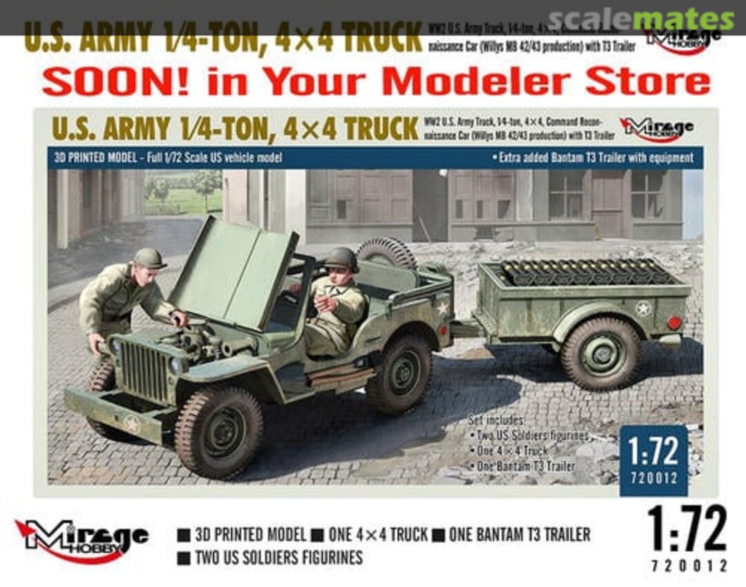 Boxart U.S. Army 1/4 Ton, 4x4 Truck 720012 Mirage Hobby