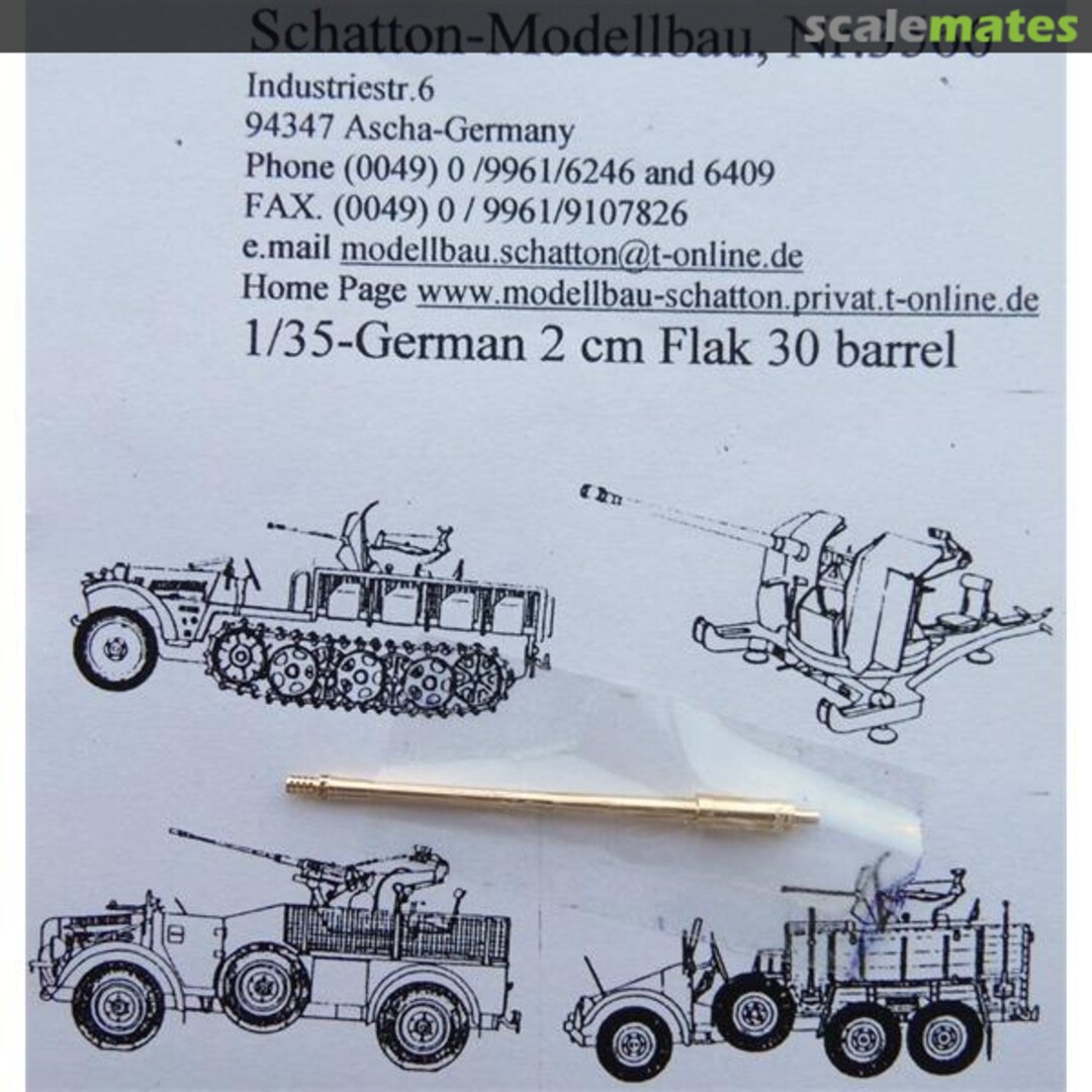 Boxart 2cm Flak30 Rohr 3566 Schatton Modellbau