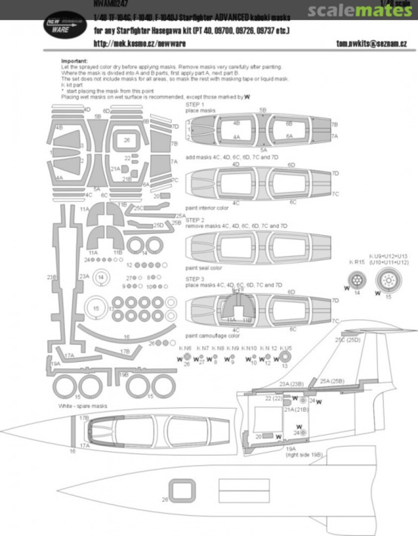 Boxart TF-104G, F-104D, F-104DJ Starfighter ADVANCED kabuki masks NWAM0247 New Ware