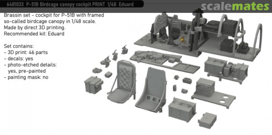 Boxart P-51B Birdcage canopy cockpit PRINT 6481033 Eduard
