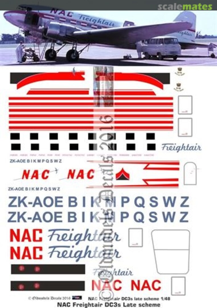 Boxart NAC Freightair DC-3 2nd scheme OMD0283 Oldmodels Decals