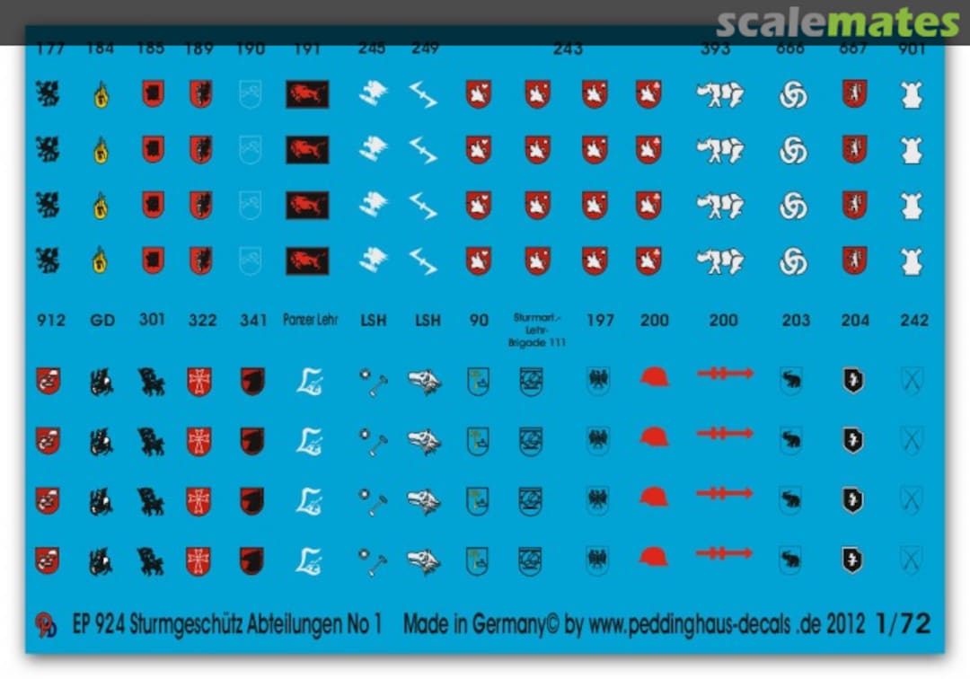 Boxart Stug Batteries unit markings No 1 EP 924 Peddinghaus-Decals