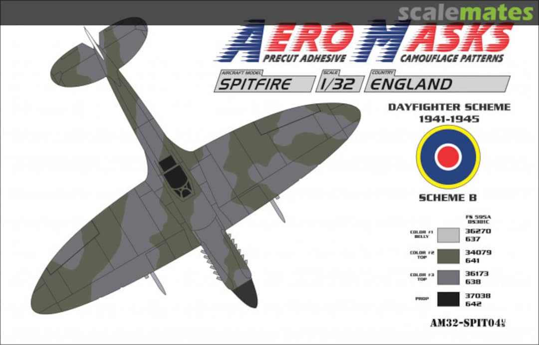 Boxart Spitfire England Dayfighter Scheme 1941-1945 Scheme B AM32-SPIT04 AeroMasks