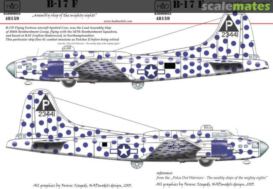 Boxart B-17F Spotted Cow USAAF decal sheet 48159 HADmodels 