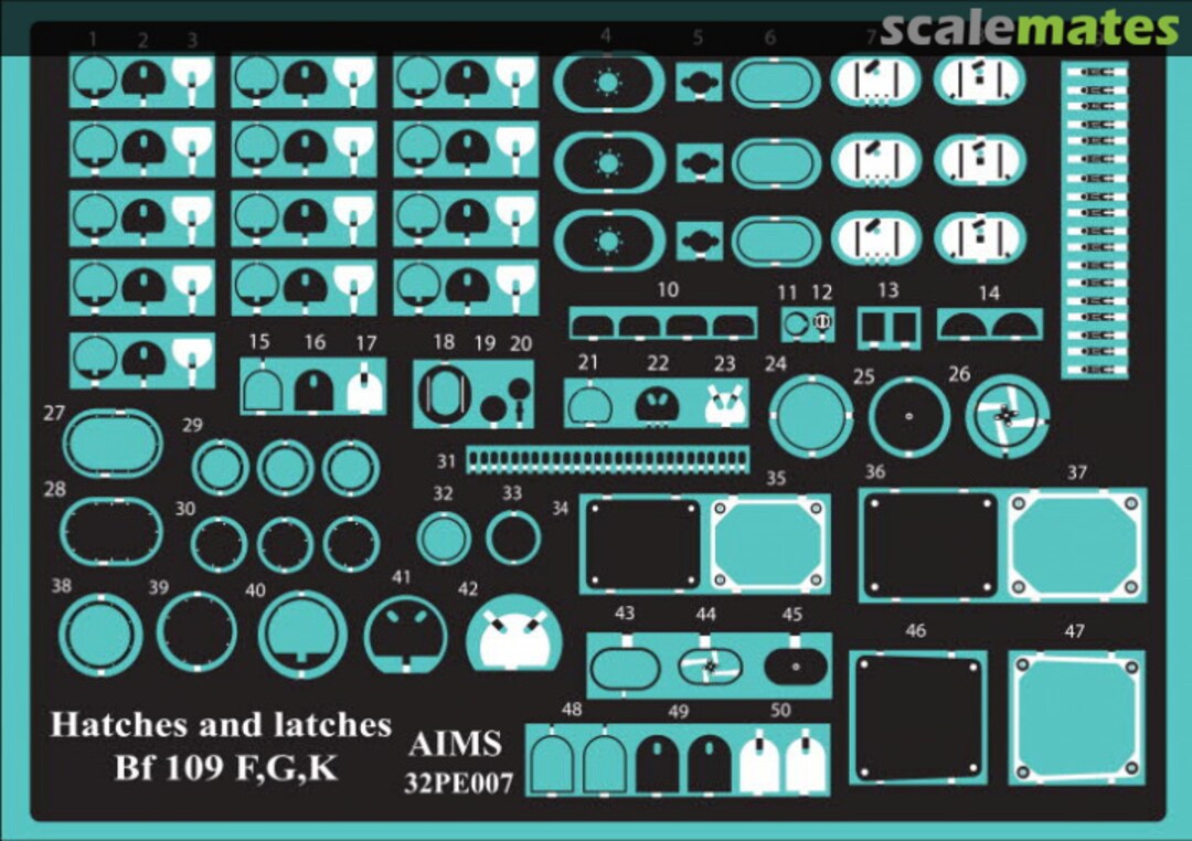 Boxart Bf 109F,G,K - Hatches and latches 32PE007 AIMS