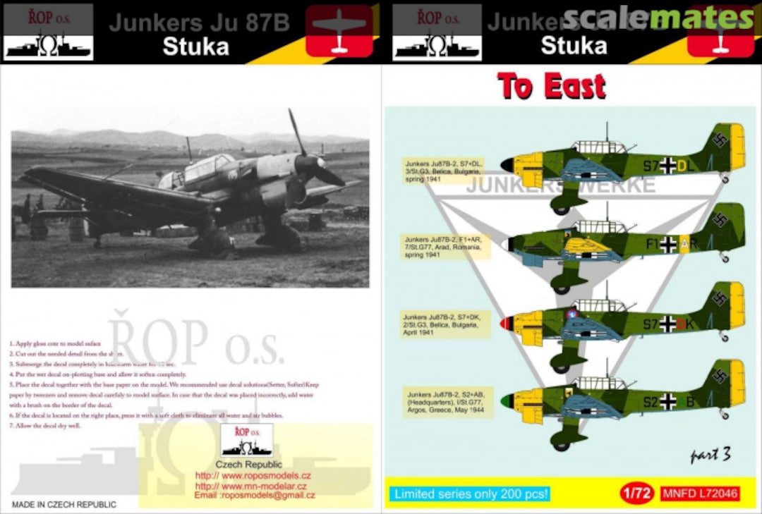 Boxart JUNKERS JU 87B STUKA - TO EAST MNFDL72046 ROP o.s.