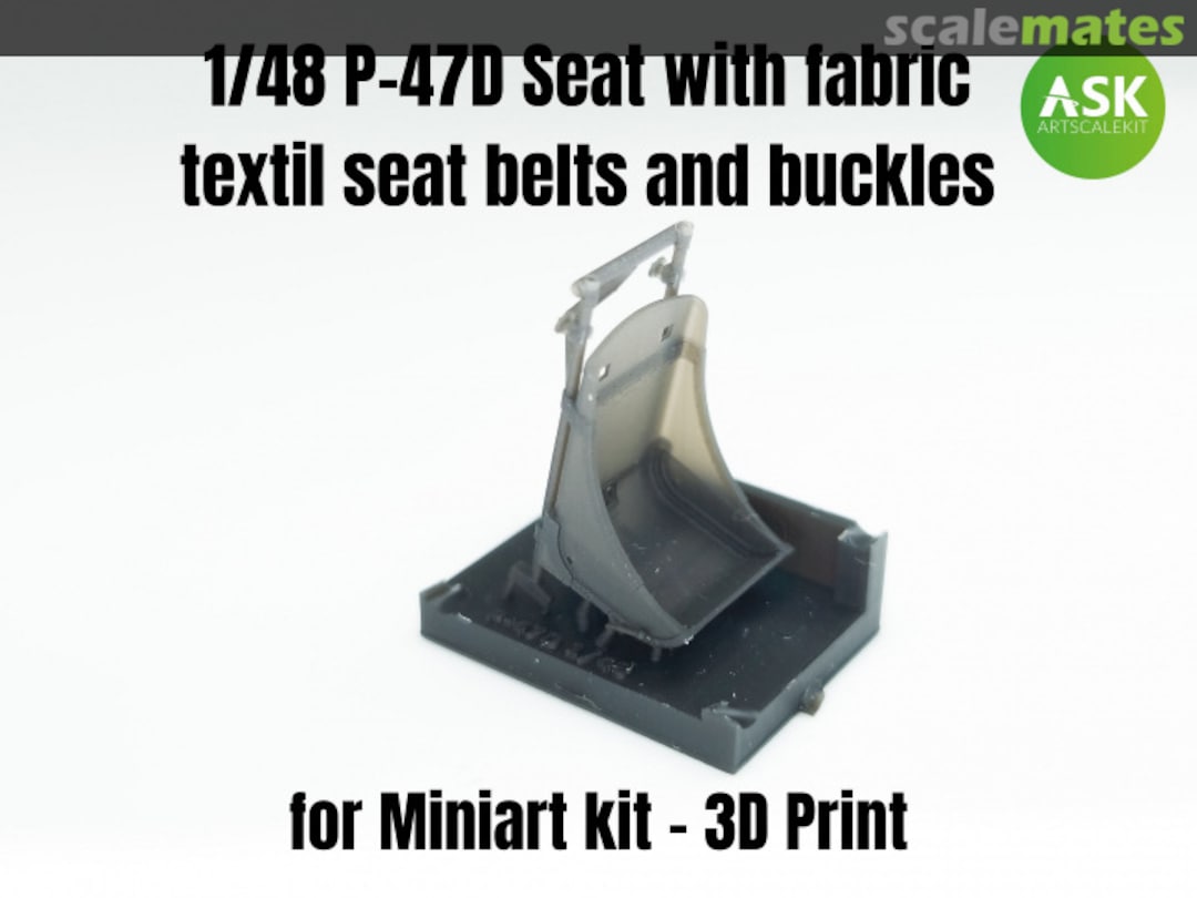 Boxart P-47D Seat with fabric textil seat belts and buckles 200-A48009 ASK