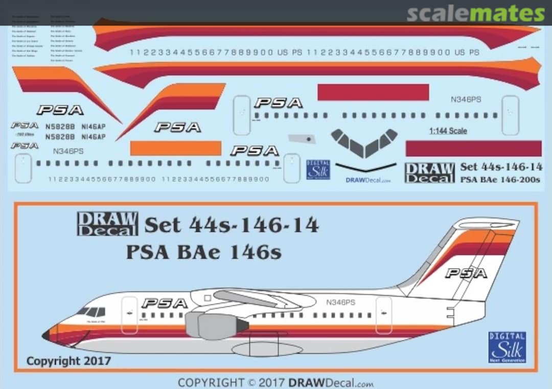 Boxart PSA BAe146s 44-146-14 Draw Decal