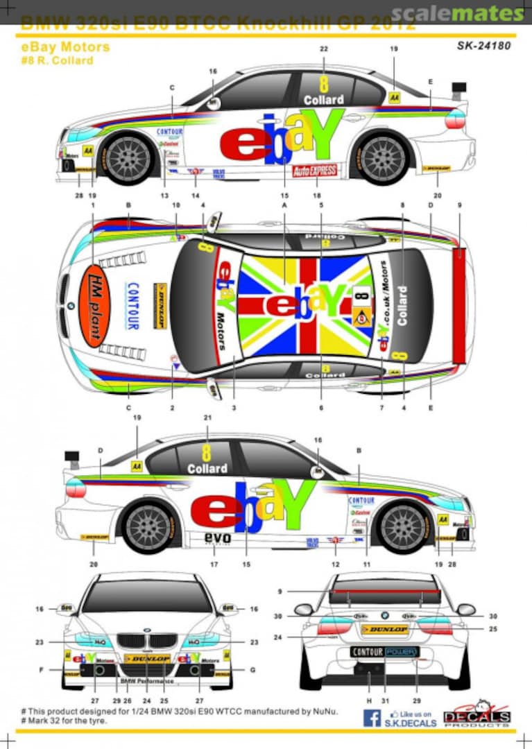 Boxart BMW 320si E90 West Surrey Racing Team sponsored by Ebay Motors #8 SK-24180 SK Decals