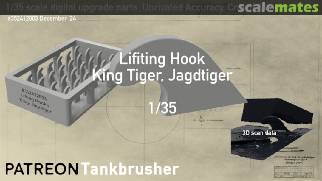 Boxart lifiting hook for King Tiger Jagdtiger 352412003 Tankbrusher Scale Modeling